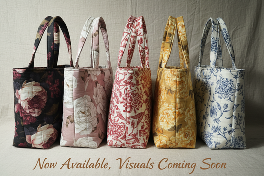 Floral Quilted Tote Lineup - All 5 Fabrics